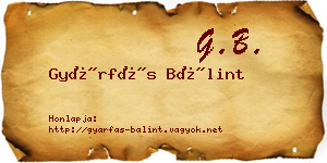 Gyárfás Bálint névjegykártya